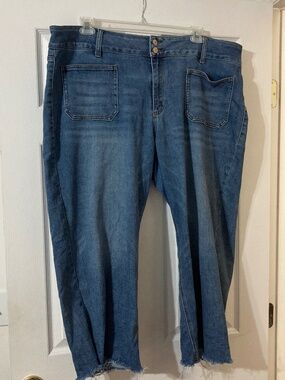 STS Blue Billie High Rise Wide Leg Frayed Hem Jeans Size 36 Waist Size 22 EUC